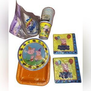 Peppa Pig birthday party decor bundle paper plates, cups, napkins, birthday hats